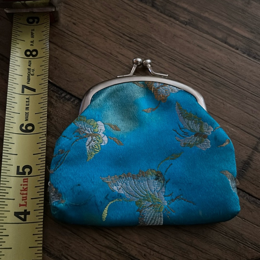 Vintage Blue butterfly change purse